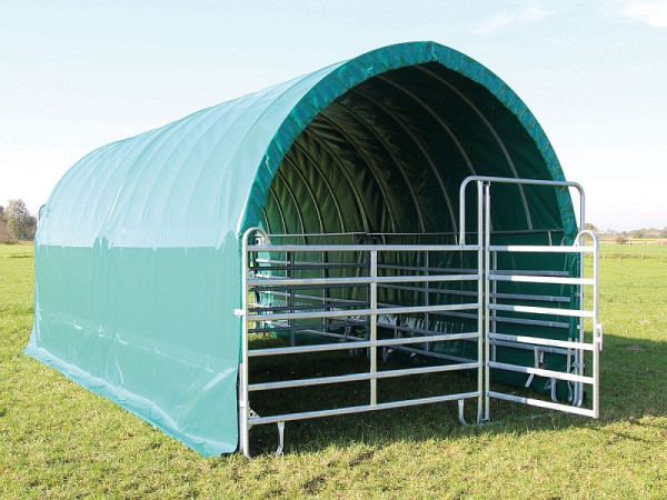 Tente de pâturage arquée Growi, complète, 3600 largeur x 7200 profondeur, hauteur 3250 mm avec panneaux, 19904070