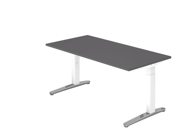 Bureau Hammerbacher piètement C 160x80cm graphite/aluminium poli blanc, forme rectangulaire, VXB16/G/WC