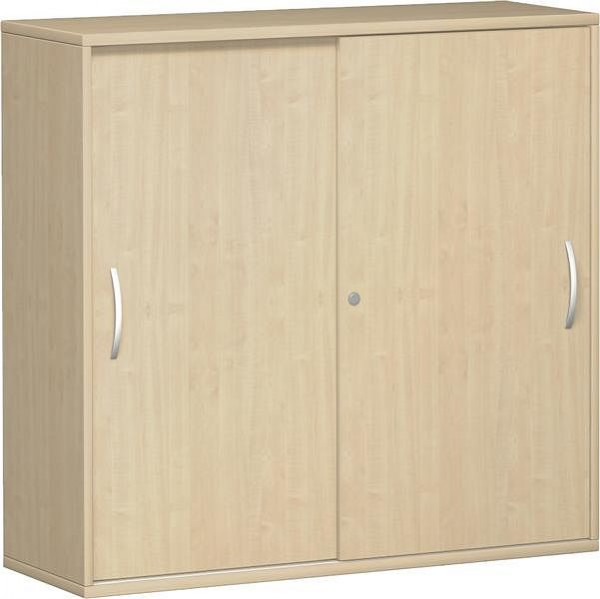 armoire à portes coulissantes geramöbel avec panneau central, 4 étagères décoratives, verrouillable, 1200x425x1152, érable/érable, N-10S312-AA