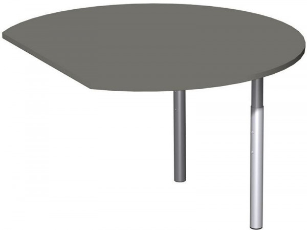Table à rallonge geramöbel ronde avec pieds de support, y compris matériel de liaison, réglable en hauteur, 1200x1047x680-820, graphite/argent, N-657207-GS