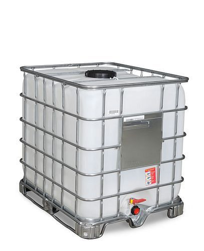 Conteneur IBC DENIOS, patins en acier, 1000 l, ouverture NW225, sortie NW50, 266-160