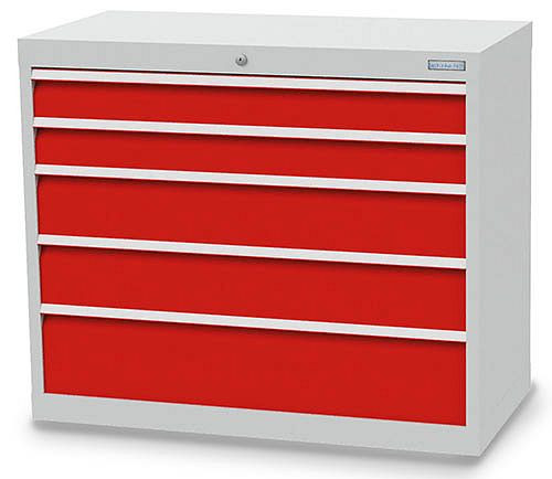 Armoire à tiroirs Bedrunka+Hirth, profondeur 500 mm, R 36-16, 980 x 500 x 819 mm, 5 x tiroirs (2x 100VA, 2x 150VA, 1x 200VA), capacité de charge 75 kg, 98.221-75