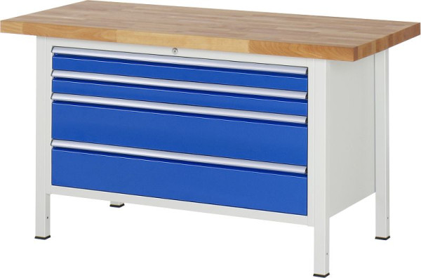 Etabli RAU série 8000 - modèle 8361, L1500 x P700 x H840-1040 mm, base système L1235 x P650 x H800-1000 mm, 03-8361A2-157B4H.11
