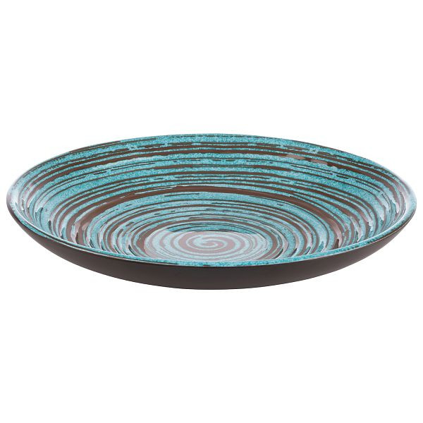 Assiette APS -CANCUN-, Ø 25,5 x 4,5 cm, mélamine, intérieur : décor, turquoise / marron, extérieur : marron, 0,8 litre, 85204