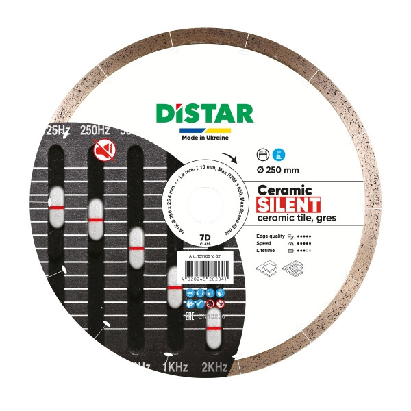 Disque à tronçonner diamanté Distar 1A1R 250 x 25,4 Céramique Silencieux, 10170516021