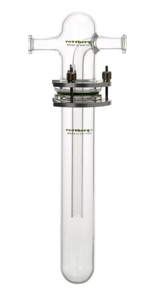 Piège à froid Rettberg, 500 ml, en deux parties, partie inférieure KF DN 50, partie supérieure 2x KF DN 16 avec DN 16 supplémentaire (pour sonde de mesure Pirani), 134051244