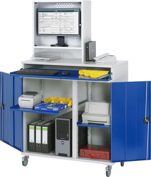 Armoire informatique RAU - modèle 65, L1100xP520xH1895mm, boîtier pour moniteur L650 x P250 x H710mm, support central pour diviser la largeur d'installation, 07-1100T-M65-MG2F.11