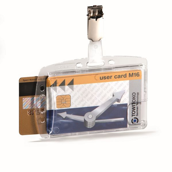 Boîte double DURABLE avec clip pour 2 cartes d'identité, transparente, paquet de 25, 801319