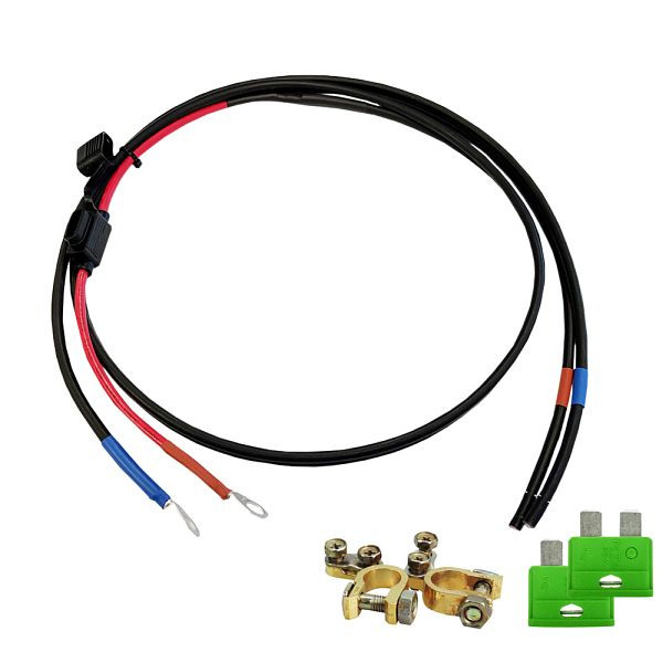 Câble de connexion batterie Offgridtec 2,5 m 6 mm² comprenant porte-fusible plat, fusible et bornes de batterie, 8-01-007595