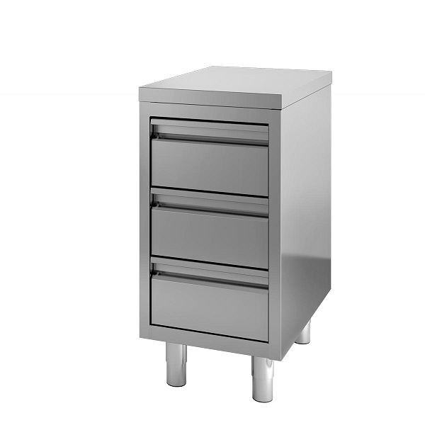 Armoire à tiroirs Vaiotec TOPLINE 700 / 3 tiroirs, plan de travail épaisseur 40 mm, 60x70x85 cm, 10789