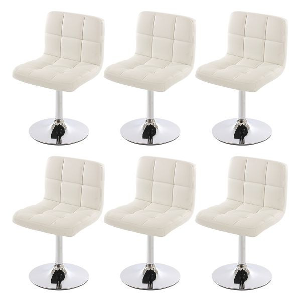 Mendler Lot de 6 Chaises de Salle à Manger Chaises Pivotantes Kavala Simili Cuir Chrome, Blanc, 3x26627