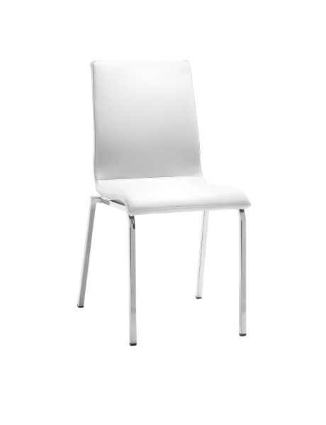 Chaise Mayer Sitzmöbel , structure chromée, tube rectangulaire, blanc polaire, 2120_01_30582