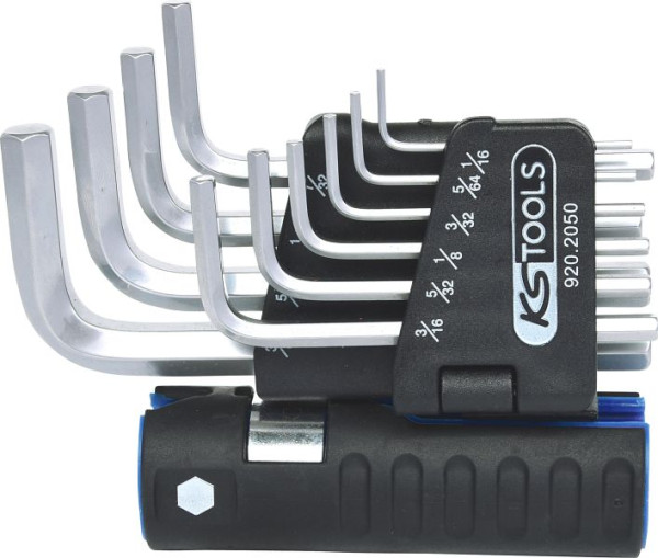 KS Tools Jeu de clés Allen 3 en 1, 10 pièces, courtes, pouces, 920.2050