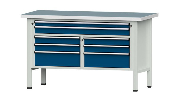 Établis ANKE Établi en caisson, modèle 259 V, 1500 x 700 x 890 mm, RAL 7035/5010, UBP 40 mm, 304.153
