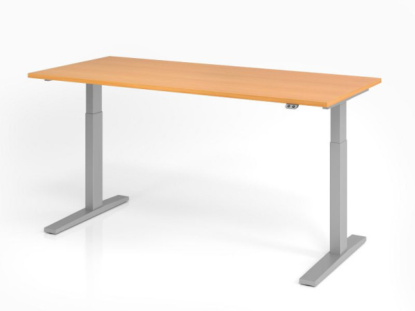 Bureau Hammerbacher XMKA19, 180 x 80 cm, plateau : hêtre, épaisseur 25 mm, chant épais en ABS, forme rectangulaire, VXMKA19/6/S