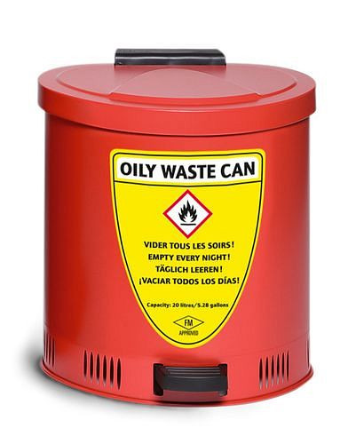 Conteneur de collecte de sécurité DENIOS, volume de 20 litres, en acier, rouge, avec amortissement du couvercle, 256-101