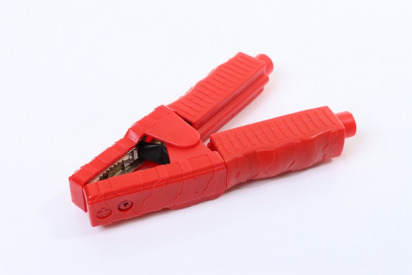 Pince de poteau ELMAG (rouge +) - entièrement isolée, avec fusible 500A, 1000 A, L = 195 mm, 57072