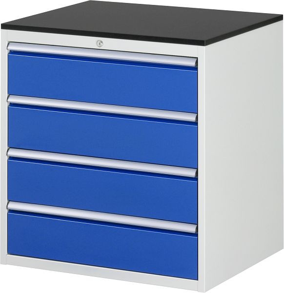 Armoire à tiroirs RAU série 7000, L770xP650xH820mm, 4 x tiroirs taille XL 4xH180mm, plan de travail avec revêtement en résine mélamine, épaisseur 19mm, 03-XL5.1A-M.11