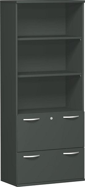 armoire modulaire geramöbel 1ère + 2ème hauteur de dossier dossier suspendu avec verrouillage central et serrure de tiroir, 800x425x1920, graphite/graphite, N-10M50830-GG