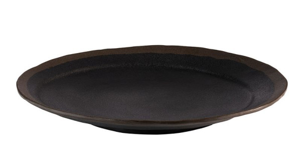 Assiette APS -MARONE-, Ø 28 cm, hauteur : 3,5 cm, mélamine, noir, avec bord marron, 84730