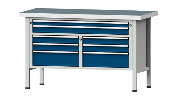 Établis ANKE Établi en caisson, modèle 259 V, 1500 x 700 x 900 mm, RAL 7035/5010, UBP 50 mm, 304.155