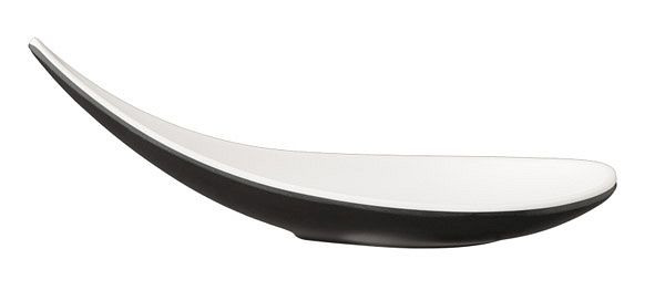 Cuillère à amuse-gueules APS -BOAT-, 14,5 x 4,5 cm, hauteur : 4,5 cm, mélamine, intérieur : blanc, extérieur : noir, lot de 12, 84128