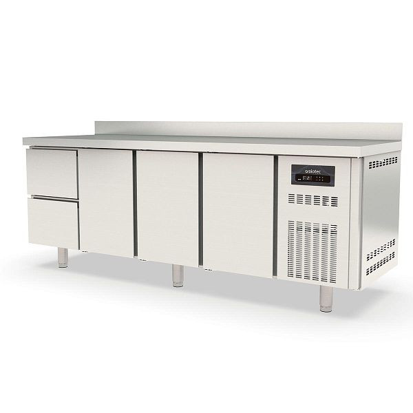 Table réfrigérante Vaiotec TOPLINE 700 / 4 compartiments GN1/1 avec 2 tiroirs / 3 portes et dosseret, 10305