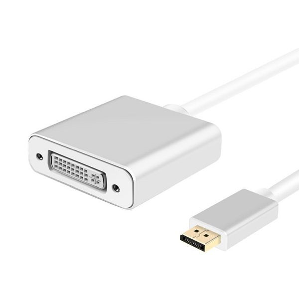 Câble adaptateur Helos, fiche DisplayPort/prise DVI, PREMIUM, argent, 288464