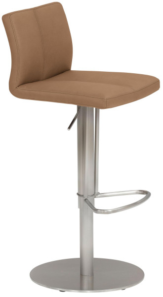 Mayer Sitzmöbel , structure en acier inoxydable, coque d'assise rembourrée avec coutures, hauteur d'assise 54 - 79 cm, marron clair, 1242_04_30485