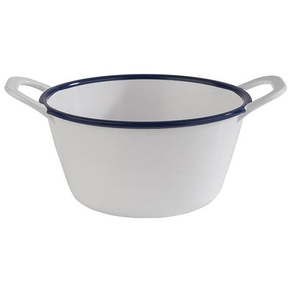 Bol APS -ASPECT ÉMAIL-, 15 x 11,5 cm, hauteur : 6,5 cm, mélamine, blanc, bord bleu, 0,3 litre, 84958