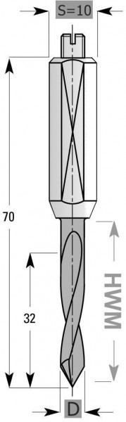 Perceuse traversante Edessö HWM S10, A: 5, B: 32, GL: 70 - LH, 142605002