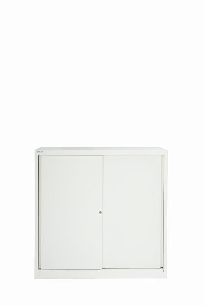 Armoire à portes coulissantes Bisley ECO, 2 tablettes, 3 OH, blanc trafic, SD412112S696