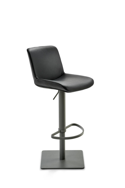 Mayer Sitzmöbel , structure gris thermolaqué, coque d'assise rembourrée, hauteur d'assise 54 - 79 cm, noir, cuir véritable, 1287_14_81007