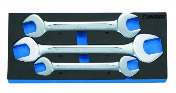 Jeu de clés à fourche double Boxo, 3 pièces, UE : 10 pièces, BX067A