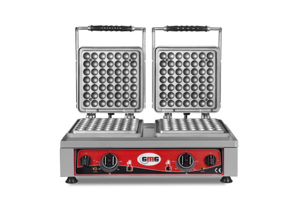 Gaufrier GMG Lokmia-S, 2x (Ø 49 x 3 cm x 1,4 cm / 2,8 cm), plaque de cuisson fixe de 50° à 300°C en fonte, canal de récupération des graisses sur tout le pourtour, KGW-27S