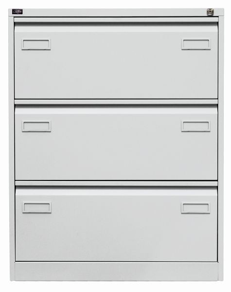 Classeur suspendu Bisley LIGHT, double rail 3 tiroirs HR, gris clair, CDF3645