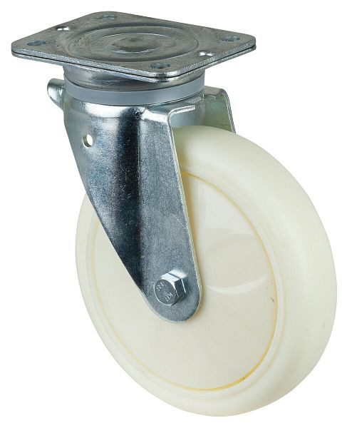 Roulette pour charges lourdes BS Rolls, largeur de roue 50 mm, Ø roue 200 mm, capacité de charge 600 kg, bande de roulement/corps de roue couronné en plastique, roulement à billes, N100.B15.203