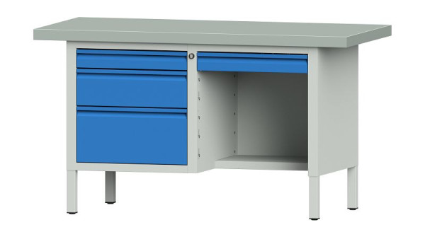 Établis ANKE Établi en caisson, modèle 348 E, 1500 x 700 x 850 mm, RAL 7035/5012, ZBP 50 mm, 510.323