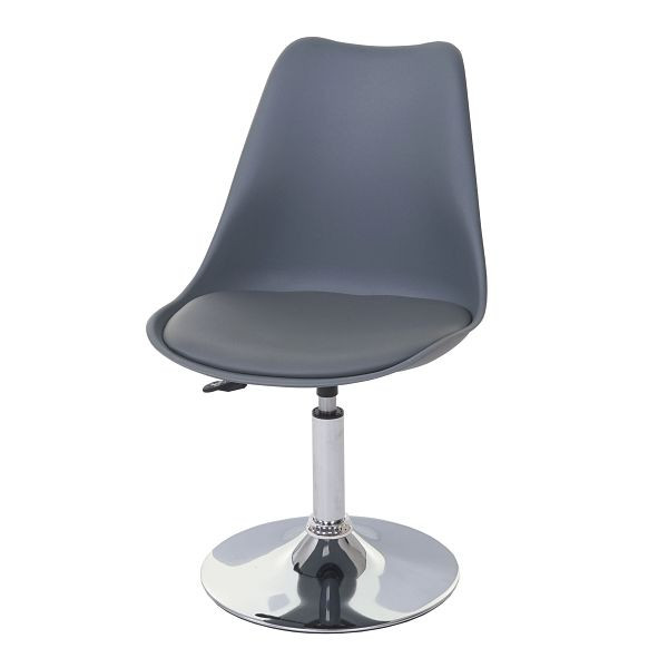 Chaise pivotante Mendler Malmö T501, chaise chaise de cuisine, réglable en hauteur, simili cuir, gris foncé, piètement chromé, 74874