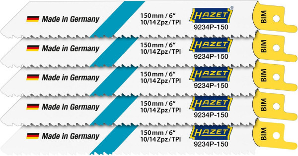 Jeu de lames de scie Hazet, nombre d'outils : 5, pour scie sabre sans fil 9234, dents pour une longue durée de vie, longueur des dents : 130 mm, 9234P-150/5
