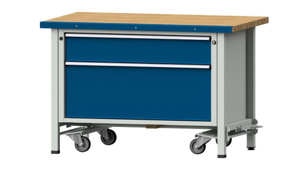 Établis ANKE établi à caissons, modèle 15 VX, 1270 x 800 x 840 mm, RAL 7035/5010, BMP 40 mm, avec dispositif d'entraînement abaissable, 340.072