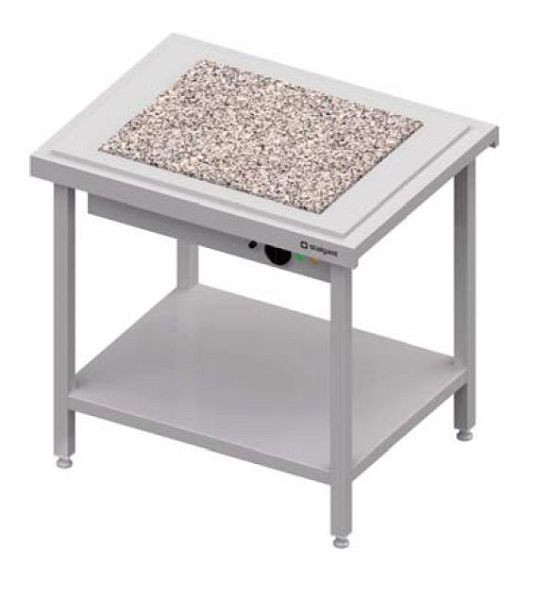 Service chaud Stalgast avec une plaque chauffante en granit 2x GN1/1, 920x735x880, couvercle en acier inoxydable, CF09107