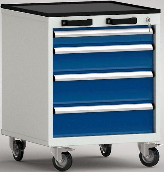 Chariot à outils standard KLW, 572 x 655 x 750 mm, avec rebord sur 4 côtés, y compris patin en caoutchouc rainuré, FEA0600-04ESV-001