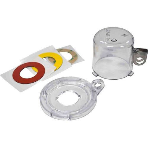 Serrure à bouton-poussoir DENIOS, transparente, H 49,60 x ∅ : 64 mm, taille de bouton 22 mm, 312017