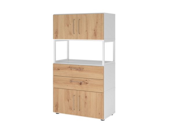 Armoire combinée Hammerbacher, 4OH, blanc/chêne ast, VFW48K7RG/W/R/BS