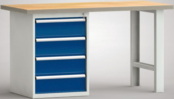 Etabli standard KLW, 1500 x 700 x 840 mm, avec plateau multiplex en hêtre, WS515N-1500M40-E0804