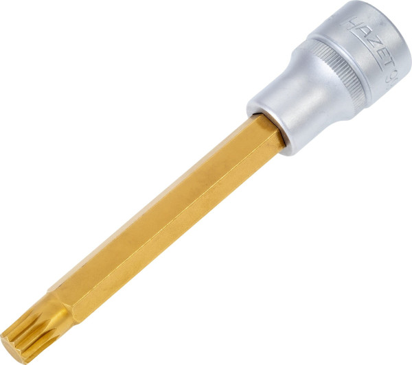 Douille tournevis Hazet, carré creux 12,5 mm, profil multident interne XZN, M10, extra long avec moletage, 990SLG-10