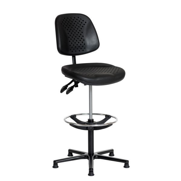 Chaise de travail SOFAME AIRPLUS avec patins et repose-pieds, hauteur d'assise 59-85, avec réglage de la profondeur d'assise, piètement en aluminium, W050030013