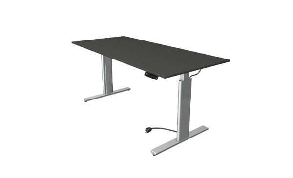 Kerkmann Move 3 table assis/debout argent, L 1800 x P 800 mm, réglable en hauteur électriquement de 720 à 1200 mm, anthracite, 10233413