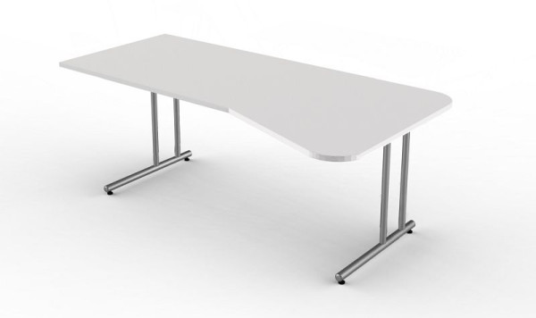 Table de forme libre Kerkmann avec piètement en C, Start Up, L 1950 mm x P 800/1000 mm x H 750 mm, coloris : gris clair, 11467611